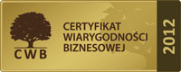Certyfikat Wiarygodności Biznesowej 2012 />