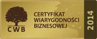 Certyfikat Wiarygodności Biznesowej 2014 />